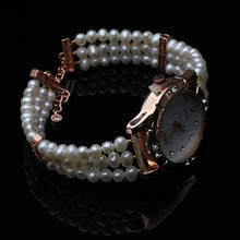 Qalereya görüntüsünə şəkil yükləyin, Üçqat zəncirlə hazırlanmış rose gold rəngdə mirvari saat