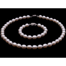 Qalereya görüntüsünə şəkil yükləyin, Premium keyfiyyətli 9-10 milli böyüklükdə barok mirvari dəst