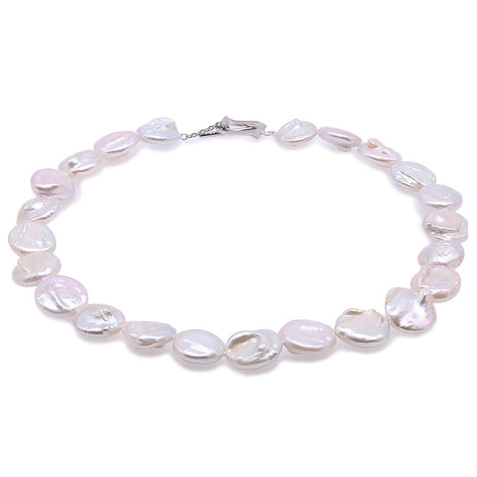 Düymə tərzində sadə barok mirvari boyunbağı, 19 milli