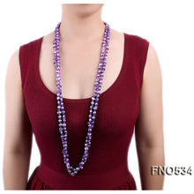 Qalereya görüntüsünə şəkil yükləyin, Bənövşəyi kristallarla bəzədilmiş burma mirvari boyunbağı