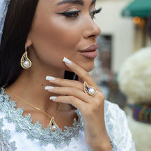 Qalereya görüntüsünə şəkil yükləyin, &quot;Buta&quot; dizaynlı əl işi premium italyan gümüşü dəst, qızılı-mavi
