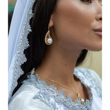 Qalereya görüntüsünə şəkil yükləyin, &quot;Buta&quot; dizaynlı əl işi premium italyan gümüşü dəst, qızılı-mavi
