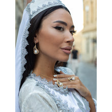 Qalereya görüntüsünə şəkil yükləyin, &quot;Buta&quot; dizaynlı əl işi premium italyan gümüşü dəst, qızılı-mavi
