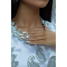 Qalereya görüntüsünə şəkil yükləyin, &quot;Buta&quot; dizaynlı əl işi premium italyan gümüşü dəst, gümüşü-bənövşəyi
