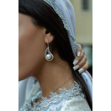 Qalereya görüntüsünə şəkil yükləyin, &quot;Buta&quot; dizaynlı əl işi premium italyan gümüşü dəst, gümüşü-mavi
