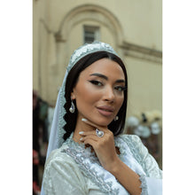 Qalereya görüntüsünə şəkil yükləyin, &quot;Buta&quot; dizaynlı əl işi premium italyan gümüşü dəst, gümüşü-mavi
