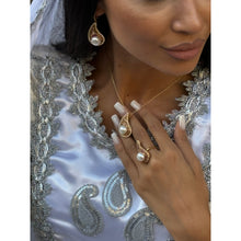 Qalereya görüntüsünə şəkil yükləyin, &quot;Buta&quot; dizaynlı əl işi premium italyan gümüşü dəst, qızılı-bənövşəyi
