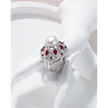 Qalereya görüntüsünə şəkil yükləyin, Təbii qırmızı qranat daşlı italyan gümüşü premium mirvari dəst
