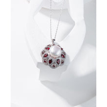 Qalereya görüntüsünə şəkil yükləyin, Təbii qırmızı qranat daşlı italyan gümüşü premium mirvari dəst
