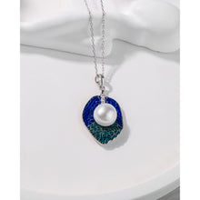 Qalereya görüntüsünə şəkil yükləyin, Yaşıl yarpaq dizaynlı italyan gümüşü ecazkar premium mirvari dəst
