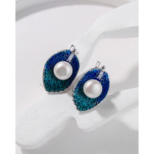 Qalereya görüntüsünə şəkil yükləyin, Yaşıl yarpaq dizaynlı italyan gümüşü ecazkar premium mirvari dəst
