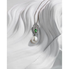Qalereya görüntüsünə şəkil yükləyin, Yaşıl kristal qaşlı italyan gümüşü premium mirvari dəst
