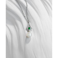 Qalereya görüntüsünə şəkil yükləyin, Yaşıl və ağ rəngli zirkon qaşlı italyan gümüşü premium mirvari dəst
