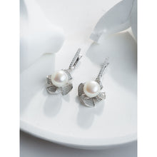 Qalereya görüntüsünə şəkil yükləyin, Gül dizaynlı italyan gümüşü uzun premium mirvari dəst
