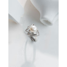 Qalereya görüntüsünə şəkil yükləyin, Üst-üstə üçbucaq dizaynlı italyan gümüşü premium mirvari dəst
