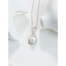 Qalereya görüntüsünə şəkil yükləyin, Sonsuzluq dizaynlı italyan gümüşü premium mirvari dəst
