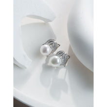 Qalereya görüntüsünə şəkil yükləyin, Yarpaq dizaynlı zirkon qaşlı italyan gümüşü premium mirvari dəst
