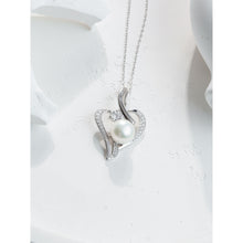 Qalereya görüntüsünə şəkil yükləyin, Zərif ürək dizaynlı italyan gümüşü premium mirvari dəst
