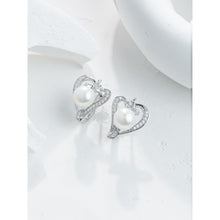 Qalereya görüntüsünə şəkil yükləyin, Zərif ürək dizaynlı italyan gümüşü premium mirvari dəst
