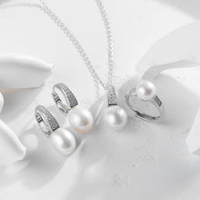 Qalereya görüntüsünə şəkil yükləyin, Asma dizaynlı italyan gümüşü premium mirvari dəst
