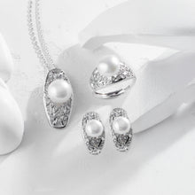 Qalereya görüntüsünə şəkil yükləyin, Klassik dizaynlı italyan gümüşü premium mirvari dəst
