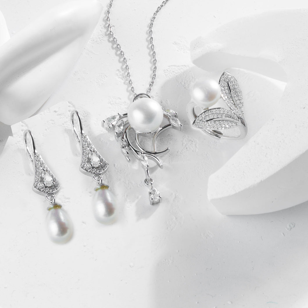 Asma sırğalı italyan gümüşü premium mirvari dəst