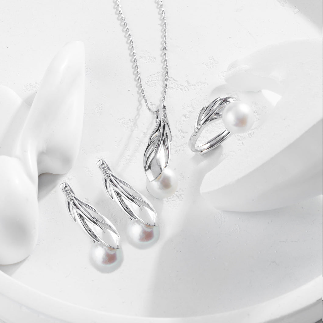 Yarpaq arasında mirvari dizaynlı italyan gümüşü premium dəst