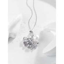 Qalereya görüntüsünə şəkil yükləyin, Yarpaq dizaynlı italyan gümüşü premium mirvari dəst
