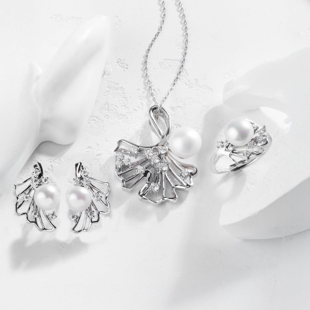 Yarpaq dizaynlı italyan gümüşü premium mirvari dəst