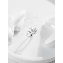 Qalereya görüntüsünə şəkil yükləyin, Yarpaq dizaynlı italyan gümüşü premium mirvari dəst
