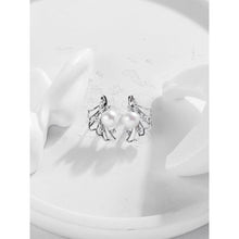 Qalereya görüntüsünə şəkil yükləyin, Yarpaq dizaynlı italyan gümüşü premium mirvari dəst
