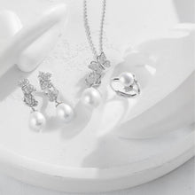 Qalereya görüntüsünə şəkil yükləyin, Qoşa kəpənək dizaynlı premium mirvari dəst
