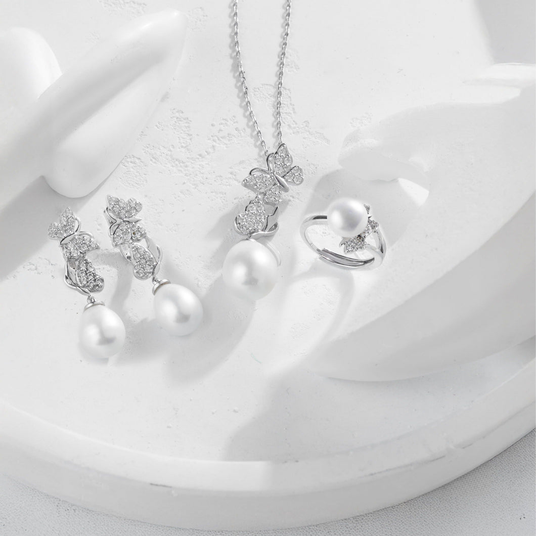 Qoşa kəpənək dizaynlı premium mirvari dəst