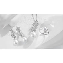 Qalereya görüntüsünə şəkil yükləyin, Qoşa kəpənək dizaynlı premium mirvari dəst
