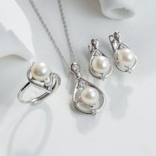 Qalereya görüntüsünə şəkil yükləyin, Su damlası dizaynlı italyan gümüşü premium mirvari dəst
